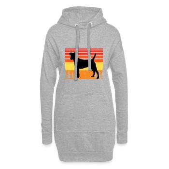 Chilien Fox Terrier Dog Silhouette Rétro Coucher de soleil - Sweat-shirt à capuche long Femme - gris chiné - Devant