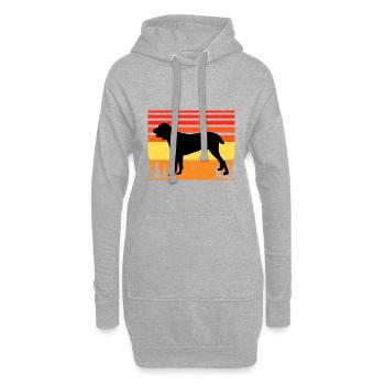 Zentralasiatischer Schäferhund Silhouette Retro Sonnenuntergang - Hoodie-Kleid - Grau meliert - Vorne