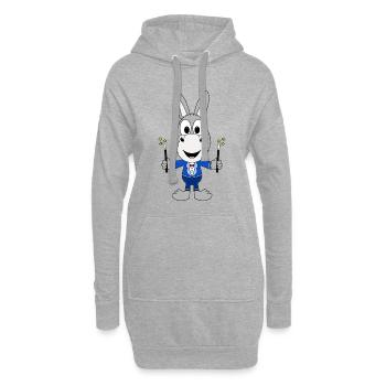 ZAUBERER - ESEL - TIER - TIERISCH - KIND - BABY - Hoodie-Kleid - Grau meliert - Vorne