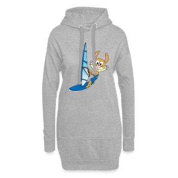 WINDSURFER - SURFER - HASE - TIER - KIND - BABY - Hoodie-Kleid - Grau meliert - Vorne