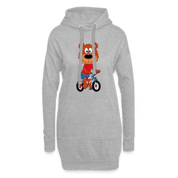 FAHRRAD - RAD - TEDDY - BÄR - TEDDYBÄR - Hoodie-Kleid - Grau meliert - Vorne