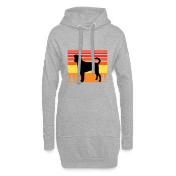Chien de ferme suédois danois Silhouette Retro Coucher de soleil - Sweat-shirt à capuche long Femme - gris chiné - Devant