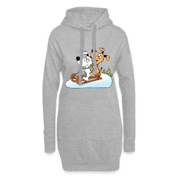 SCHLITTENHUNDE - HUNDE - SCHNEE - RODELN - TIERE - Hoodie-Kleid - Grau meliert - Vorne