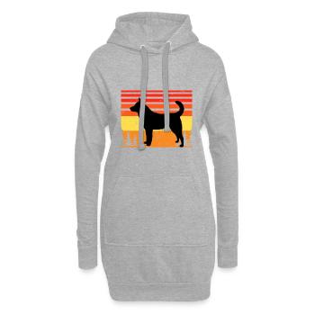 Jindo Dog Silhouette Vintage Sunset for Dog Lovers - Hoodie Dress - heather grey - Front