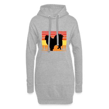 Japanisches Kinn Hundeliebhaber Silhouette Vintage Sonnenuntergang - Hoodie-Kleid - Grau meliert - Vorne