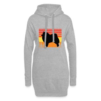 Spitz japonais Dog Lover Silhouette Vintage Sunset - Sweat-shirt à capuche long Femme - gris chiné - Devant
