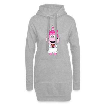 BRAUT - HOCHZEIT - HEIRATEN - EINHORN - LIEBE - Hoodie-Kleid - Grau meliert - Vorne