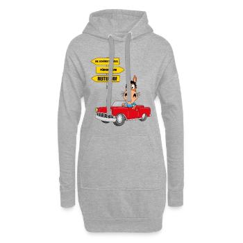 REITERHOF - REITEN - PFERD - PFERDE - TIER - AUTO - Hoodie-Kleid - Grau meliert - Vorne