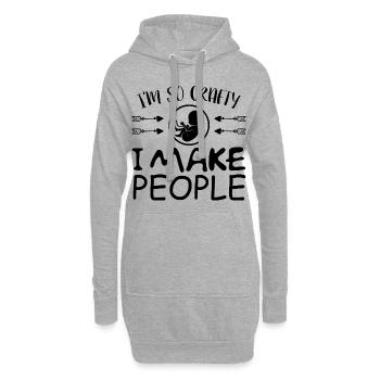 Enceinte, Je fais des gens, Grossesse - Sweat-shirt à capuche long Femme - gris chiné - Devant