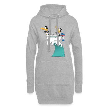 PINGUINE - WELLENREITER - BOOT - SURFER - LIEBE - Hoodie-Kleid - Grau meliert - Vorne