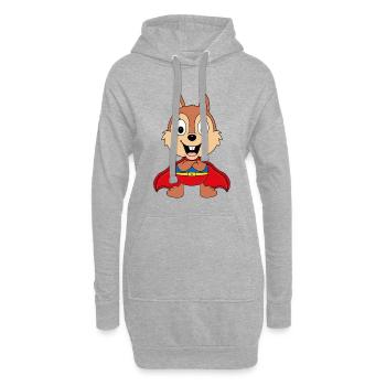 SUPERHELD - EICHHÖRNCHEN - TIER - TIERISCH - Hoodie-Kleid - Grau meliert - Vorne