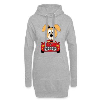 HUND - AUTO - TIER - TIERISCH - KIND - BABY - Hoodie-Kleid - Grau meliert - Vorne