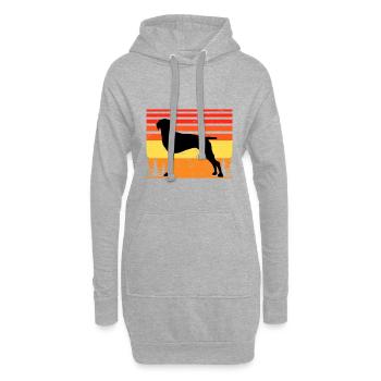 Old Danish Pointer Dog Silhouette Retro Sunset - Hoodie Dress - heather grey - Front