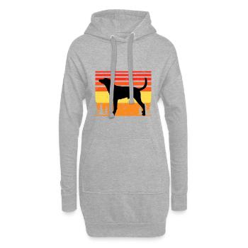 Léopard Chien Chien Amoureux Silhouette Vintage Coucher de Soleil - Sweat-shirt à capuche long Femme - gris chiné - Devant