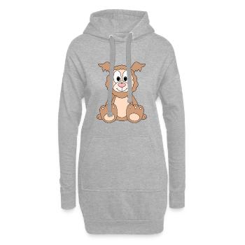 LAMA - ALPAKA - TIER - TIERISCH - KIND - BABY - Hoodie-Kleid - Grau meliert - Vorne