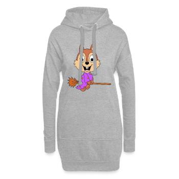 EICHHÖRNCHEN - HEXE - HEXENBESEN - TIER - Hoodie-Kleid - Grau meliert - Vorne