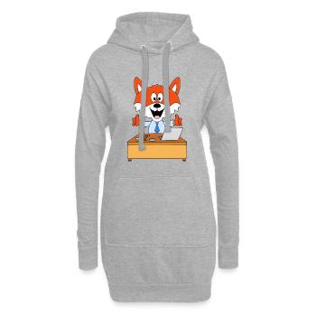 FUCHS - ARBEIT - BÜRO - CHEF - JOB - BERUF - TIER - Hoodie-Kleid - Grau meliert - Vorne