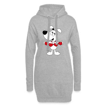 HUND - LIEBE - TIERISCH - VERLIEBT - HERZEN - TIER - Hoodie-Kleid - Grau meliert - Vorne