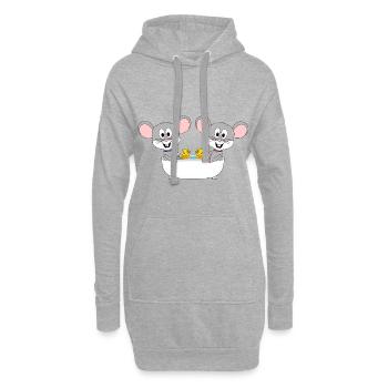 MÄUSE - MAUS - BADEWANNE - TIERE - LIEBE - Hoodie-Kleid - Grau meliert - Vorne