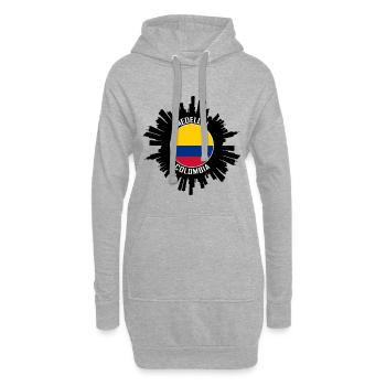 Medellin Skyline Colombie Flag Souvenir de voyage - Sweat-shirt à capuche long Femme - gris chiné - Devant