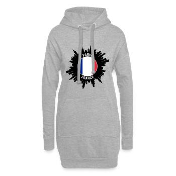 Paris Skyline France Flag Souvenir de voyage - Sweat-shirt à capuche long Femme - gris chiné - Devant