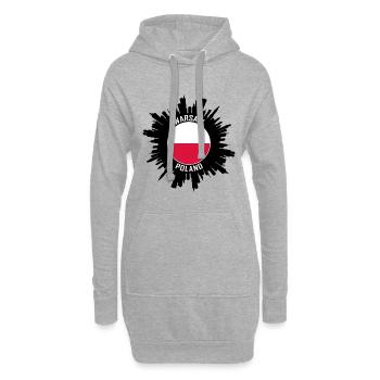 Warschau Skyline Polen Flagge Reise Souvenir - Hoodie-Kleid - Grau meliert - Vorne