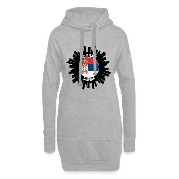 Belgrade Skyline Serbie drapeau souvenir de voyage - Sweat-shirt à capuche long Femme - gris chiné - Devant