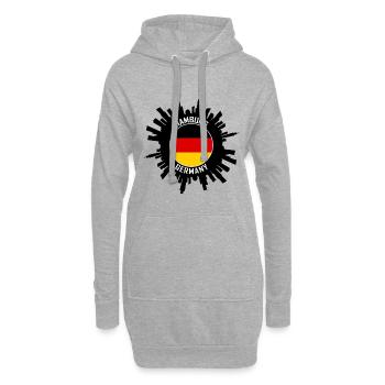 Hamburg Skyline Deutschland Flagge Reisesouvenir - Hoodie-Kleid - Grau meliert - Vorne