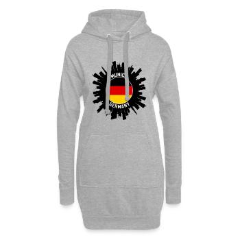 Munich Skyline Allemagne Flag Souvenir de voyage - Sweat-shirt à capuche long Femme - gris chiné - Devant