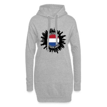 Amsterdam Skyline Pays-Bas Flag Souvenir de voyage - Sweat-shirt à capuche long Femme - gris chiné - Devant