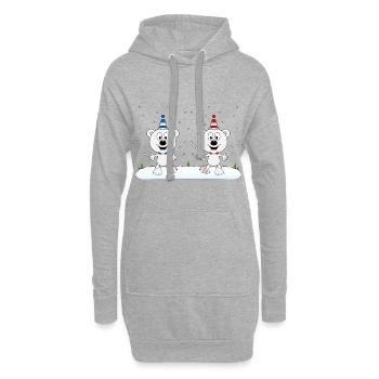 EISBÄREN - SCHNEE - WINTER - EISBÄR - LIEBE - LOVE - Hoodie-Kleid - Grau meliert - Vorne