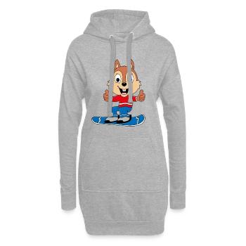 EICHHÖRNCHEN - SNOWBOARD - WINTERSPORT - TIERISCH - Hoodie-Kleid - Grau meliert - Vorne