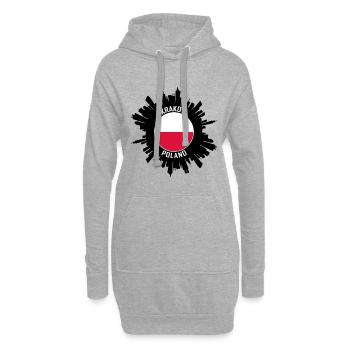 Krakau Skyline Polen Flagge Reise Souvenir - Hoodie-Kleid - Grau meliert - Vorne