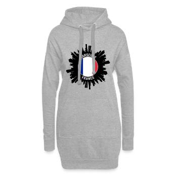 Marseille Skyline Frankreich Flagge Reisesouvenir - Hoodie-Kleid - Grau meliert - Vorne