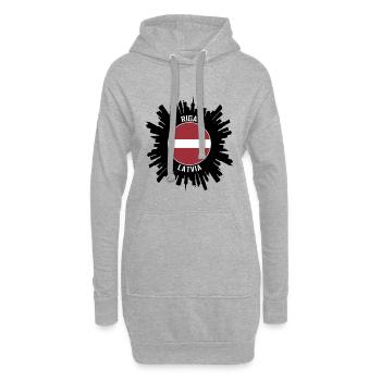 Riga Skyline Lettland Flagge Reisesouvenir - Hoodie-Kleid - Grau meliert - Vorne