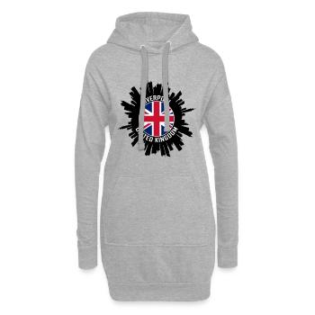 Liverpool Skyline UK Flagge Reisesouvenir - Hoodie-Kleid - Grau meliert - Vorne