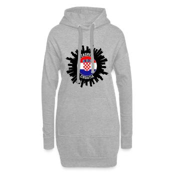 Zagreb Skyline Croatie Flag Souvenir de voyage - Sweat-shirt à capuche long Femme - gris chiné - Devant