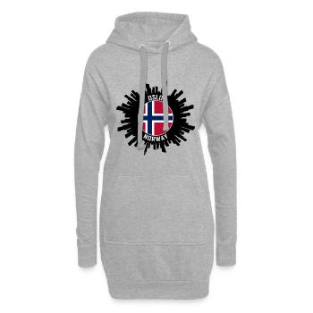 Oslo Skyline Norwegen Flagge Reisesouvenir - Hoodie-Kleid - Grau meliert - Vorne