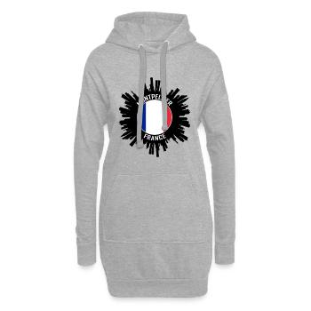 Montpellier Skyline France Flag Souvenir de voyage - Sweat-shirt à capuche long Femme - gris chiné - Devant
