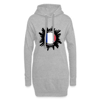 Lyon Skyline France Flag Souvenir de voyage - Sweat-shirt à capuche long Femme - gris chiné - Devant