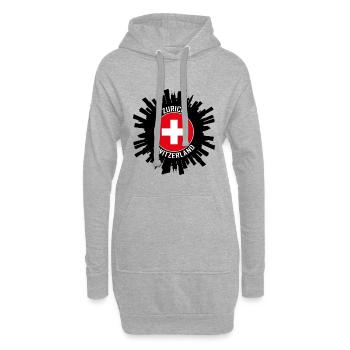 Zürich Skyline Schweiz Flagge Reisesouvenir - Hoodie-Kleid - Grau meliert - Vorne
