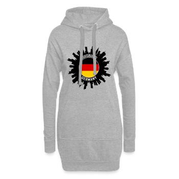 Duisburg Skyline Allemagne Flag Souvenir de voyage - Sweat-shirt à capuche long Femme - gris chiné - Devant