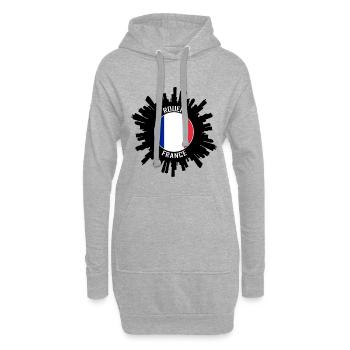 Rouen Skyline France Flag Souvenir de voyage - Sweat-shirt à capuche long Femme - gris chiné - Devant