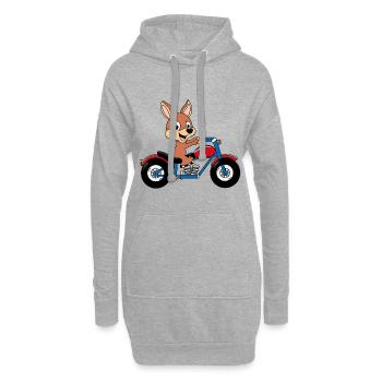 KÄNGURU - MOTORRAD - BIKER - TIER - TIERISCH - GUT - Hoodie-Kleid - Grau meliert - Vorne