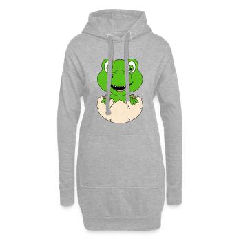 DINOSAURIER - DINO - EI - BABY - GEBURT - KIND - Hoodie-Kleid - Grau meliert - Vorne