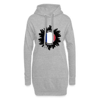 Metz Skyline France Flag Souvenir de voyage - Sweat-shirt à capuche long Femme - gris chiné - Devant
