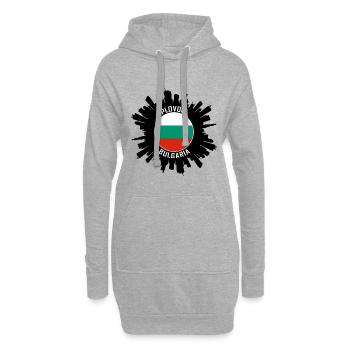Plovdiv Skyline Bulgarie Flag Souvenir de voyage - Sweat-shirt à capuche long Femme - gris chiné - Devant