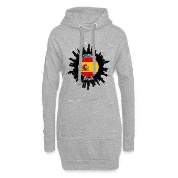 Un souvenir de voyage Coruna Skyline Espagne Flag - Sweat-shirt à capuche long Femme - gris chiné - Devant