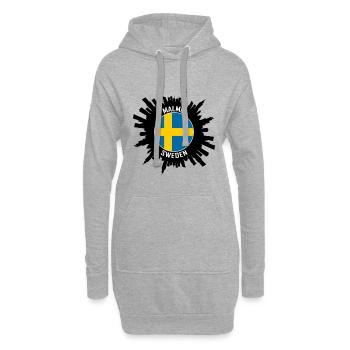 Malmö Skyline Schweden Flagge Reise Souvenir - Hoodie-Kleid - Grau meliert - Vorne