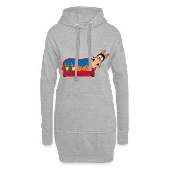 PFERD - PONY - SOFA - CHILLEN - RELAXEN - TIERISCH - Hoodie-Kleid - Grau meliert - Vorne